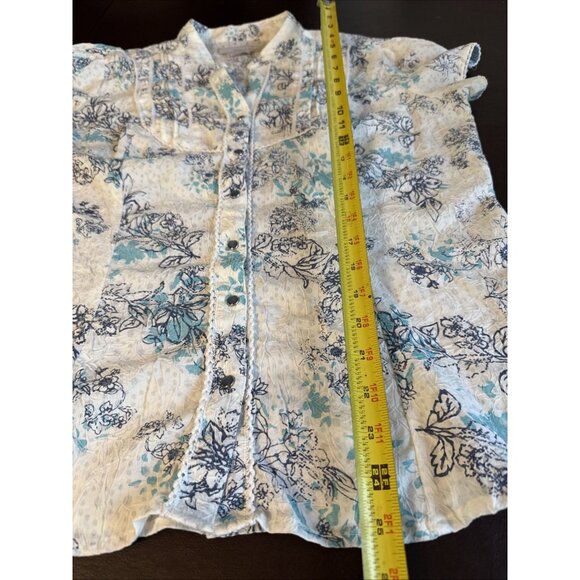 Point Zero Womens Large Floral Button-Up Blouse With Tie Belt L - Picture 6 of 7